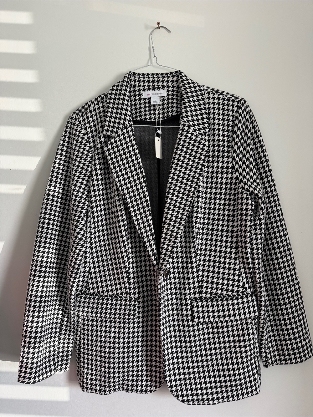 Liz Claiborne Houndstooth Blazer - Black & White